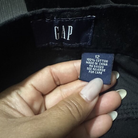 Vintage 90s Gap Girls Black Velvet Cotton Embroidered Star Wide Leg Pants Size12 - Picture 9 of 10